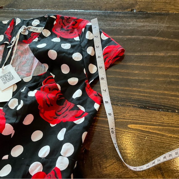 Grace Karin Black and Red Floral Polka Dot Midi Dress - Picture 6 of 9